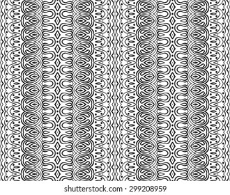 Vector Black White Seamless Wallpaper. Vintage Pattern. Retro Background
