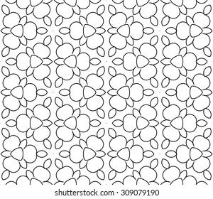 Vector Black White Seamless Wallpaper. Vintage Pattern. Retro Background