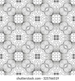 Vector Black White Seamless Wallpaper. Vintage Pattern. Retro Background