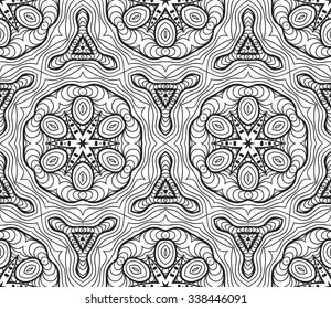 Vector Black White Seamless Wallpaper. Vintage Pattern. Retro Background