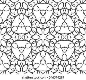 Vector Black White Seamless Wallpaper. Vintage Pattern. Retro Background