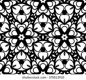 Vector Black White Seamless Wallpaper. Vintage Pattern. Retro Background