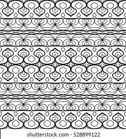 Vector Black White Seamless Wallpaper. Vintage Monochrome Pattern. Retro Background
