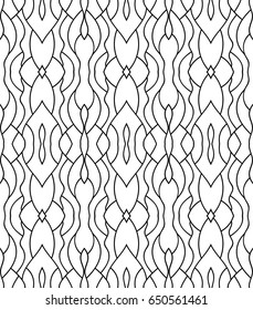 Vector Black White Seamless Wallpaper. Vintage Monochrome Pattern. Retro Background