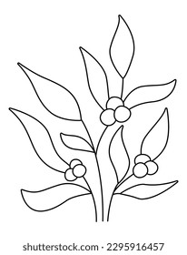 Vector black and white seaweeds icon. Under the sea line illustration with cute sorgassum. Ocean plant clipart. Cartoon underwater or marine clip art or coloring page for children
