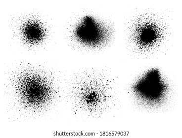 Vector black and white set with ink splash, blots and brush stroke Grunge textured element design background.
