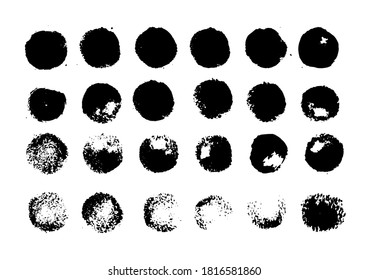Conjunto de vectores en blanco y negro con salpicadura de tinta, manchas y pinceladas de brocha Fondo de diseño de elementos de textura Grunge.
