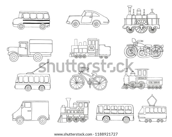 Vector Black White Set Retro Engines Stock Vector (Royalty Free ...