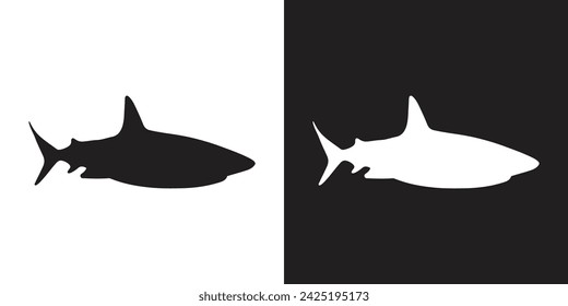 vector black and white shark icon symbols