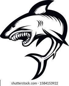 
vector black and white shark illustration