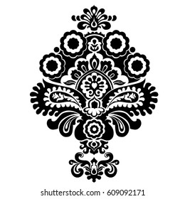 Vector black and white silhouette drawing, design element for printing, wedding and other decor in classic retro style