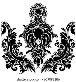 Vector black and white silhouette drawing, design element for printing, wedding and other decor in classic retro style