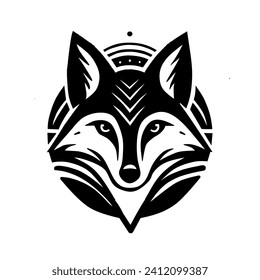 vector black and white silhouette of a fox's head, with a minimalist design, created using the infinite design app