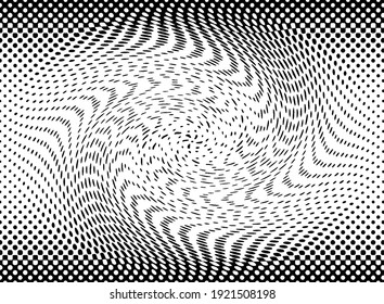 Vector black and white silhouette halftone background. Line by shape. Background, design element.