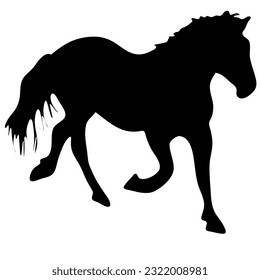 Silueta de blanco y negro vectorial lista para imprimir: caballo de tiro elegante