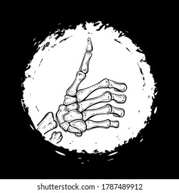 Vector Black and White Skeleton Hand Illustration