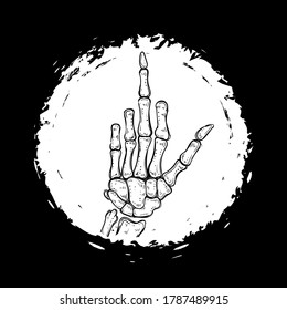 Vector Black and White Skeleton Hand Illustration