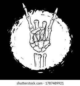Vector Black and White Skeleton Hand Illustration