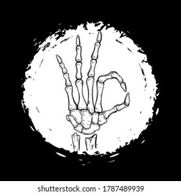 Vector Black and White Skeleton Hand Illustration