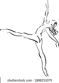 Vector black and white sketch ballerina 