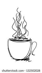 Vector black and white sketch. Cup of coffee