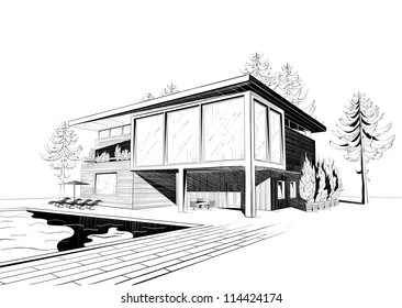 Featured image of post Small Modern House Design Drawing - Max blend c4d ma 3ds fbx obj.