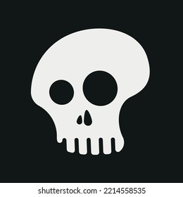 Vector black and white skull. Element for design, template for website, icon for apps. Death, skeleton, Halloween. Creepy scary illustration in cartoon style.