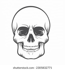 Vector Black and White Skull Illustration