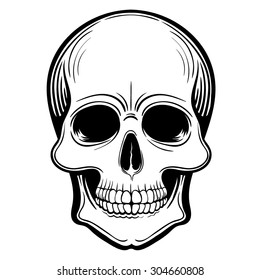 Vector Black and White Skull Illustration