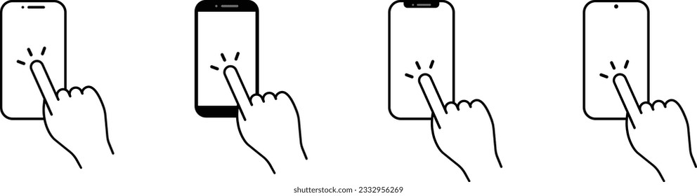 Vector Smartphone negro y blanco y conjunto de manos