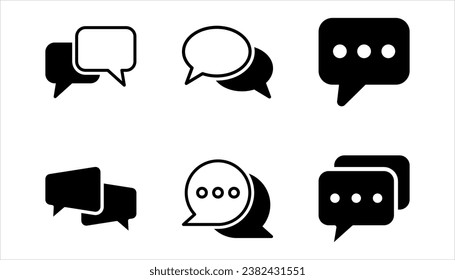 icono de burbujas de voz en blanco y negro vectorial en fondo blanco