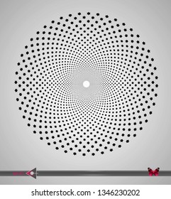Vector Black and White Spiral Circles Swirl Abstract Round Optical Illusion. Abstract Geometric Background Design