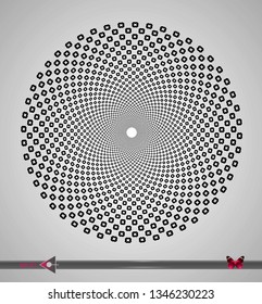 Vector Black and White Spiral Circles Swirl Abstract Round Optical Illusion. Abstract Geometric Background Design