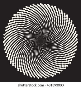 Vector Black and White Spiral Circles Swirl Abstract Round Optical Illusion. Abstract Geometric Background Design