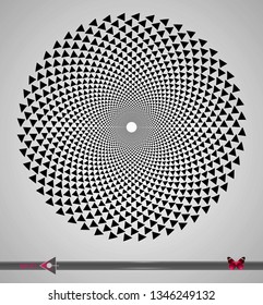 Vector Black and White Spiral triangle Swirl Abstract Round Optical Illusion. Abstract Geometric Background Design.