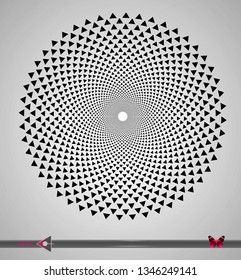Vector Black and White Spiral triangle Swirl Abstract Round Optical Illusion. Abstract Geometric Background Design.