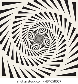 Vector Black and White Spiral Triangles Swirl Abstract Optical Illusion. Abstract Geometric Background Design