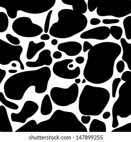 Vector black and white spotted cow skin design.