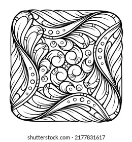 Vector black and white square mandala motif