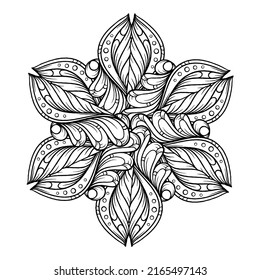 Vector black and white star shape mandala motif