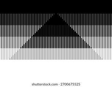 Vector de fondo de rayas blancas y negras con lugar para texto en estilo retro. Patrón moderno de líneas paralelas para publicidad, interior, embalaje. Elemento de diseño. Frontera. triángulo Abstractas