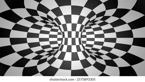 Vector black and white striped pattern that creates a 3D optical illusion with curved and distorted lines. This abstract design is perfect for modern art, visual effects or unique creative projects.