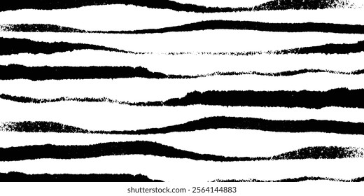 Vector black and white stripes doodle art style of the zebra crossing. Vector striped pattern, grunge stripe seamless background, black and white brush strokes. Grungy stripes, black paintbrush lines.