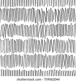Vector black white strokes seamless patterns. Abstract texture background made with watercolor, ink and marker hatches. Trendy scandinavian design concept for fashion textile print.