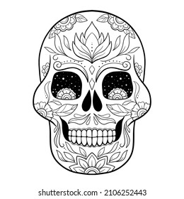 Vector black and white Sugar Skull illustration