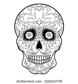 Vector black and white Sugar Skull illustration