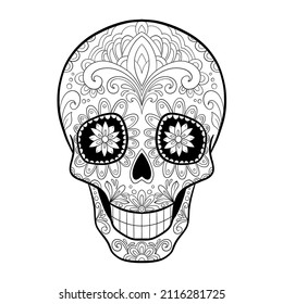 Vector black and white Sugar Skull illustration