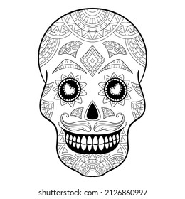 Vector black and white Sugar Skull illustration