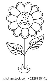 Vector black and white sunflower line icon. Outline blooming sun flower illustration or coloring page. Floral clipart. Cute summer bloom isolated on white background. Farm plant picture
