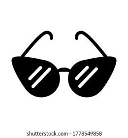 Vector black and white sunglasses icon in flat style. Suitable for decor on the theme of vacation, summer, travel.